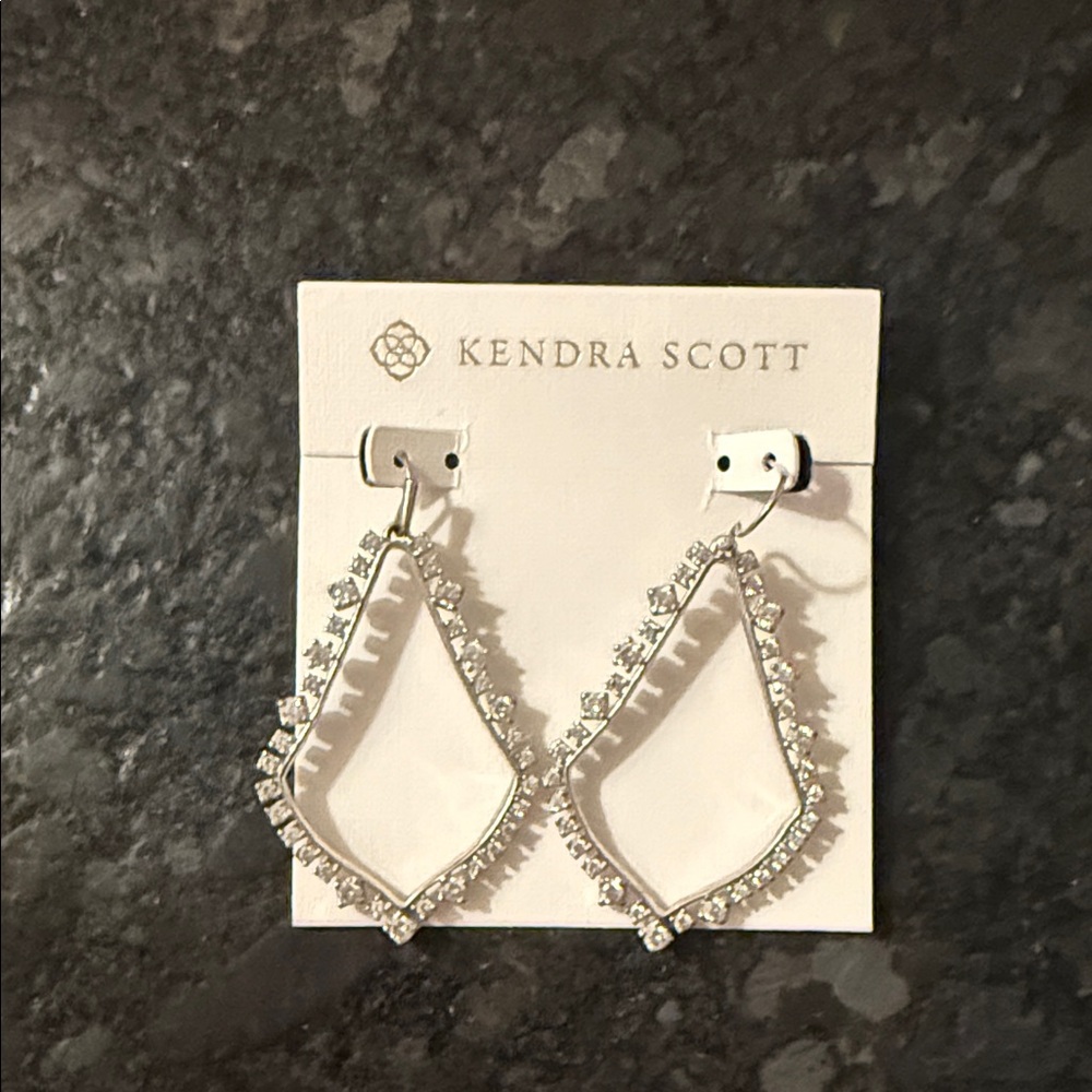 Kendra Scott White and Silver Geometric Earrings